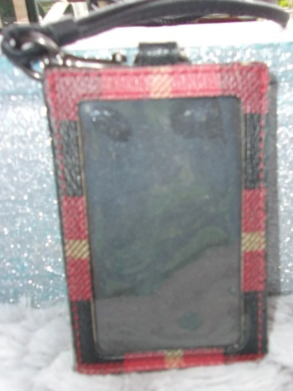 E-270 COACH RILEY PLAID LANYARD I.D. HOLDER